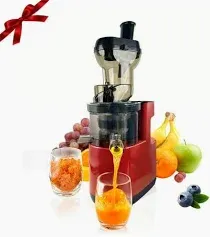 Photo 1 of Cold Press Juicer Machines Slow Masticating High yield Pulp separation Can make fruit ice cream Multi-Functional for Home Commercial Use Wide Feed Chute (red)