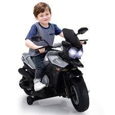 Photo 1 of 12-Volt Ride On Motorcycle Electric Dirt Bike for Kids with Training Wheels/Music Player/Headlights Silver