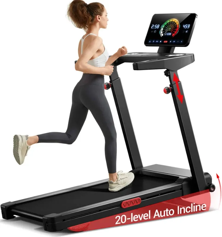 Photo 1 of UMAY - L10 20% Auto Incline Treadmill for Home-SpaceSaver Folding Design, 3.5HP Quiet Brushless & 8.7 MPH Speed, 400lb Capacity - Black