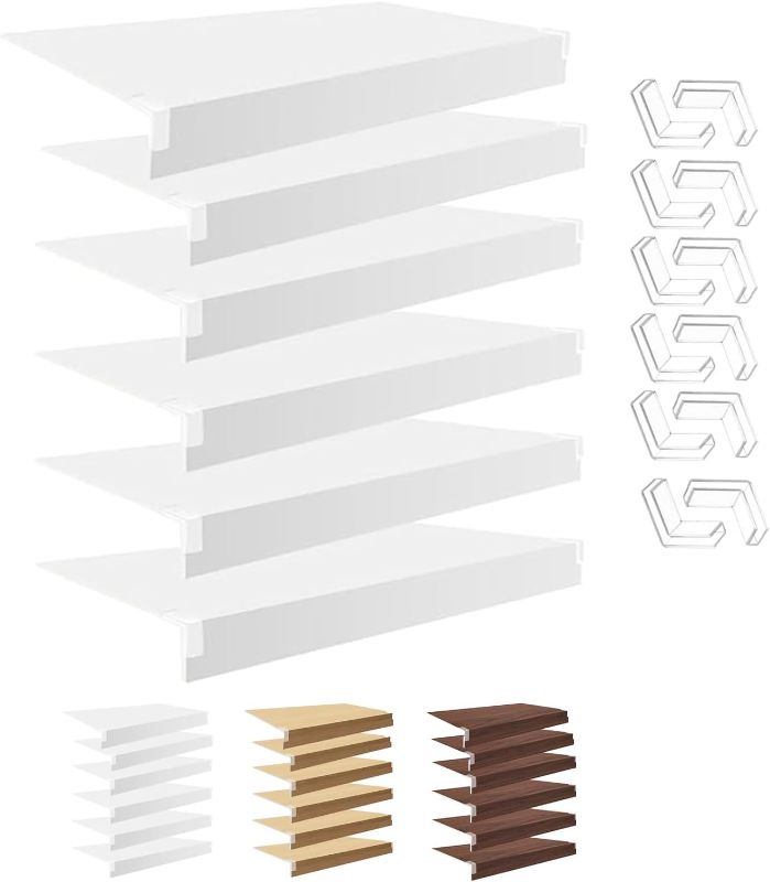 Photo 1 of 6 Pcs Wire Rack Covers for Shelves 26x14inch,0.31in Thick PVC Material Faux Wood Wire Shelf Cover,Shelf Covers for Wire Shelving,Pantry,Closet,Kitchen,Bathroom,White