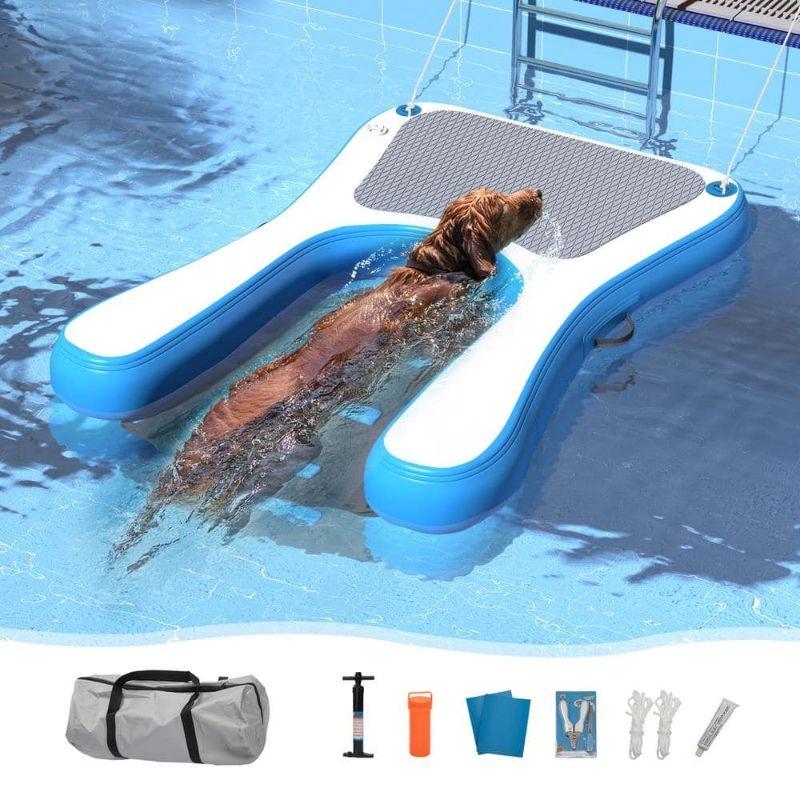 Photo 1 of 60 in. L Inflatable Dog Water Ramp Floating Ramp Ladder for Pool, Dock and Boat