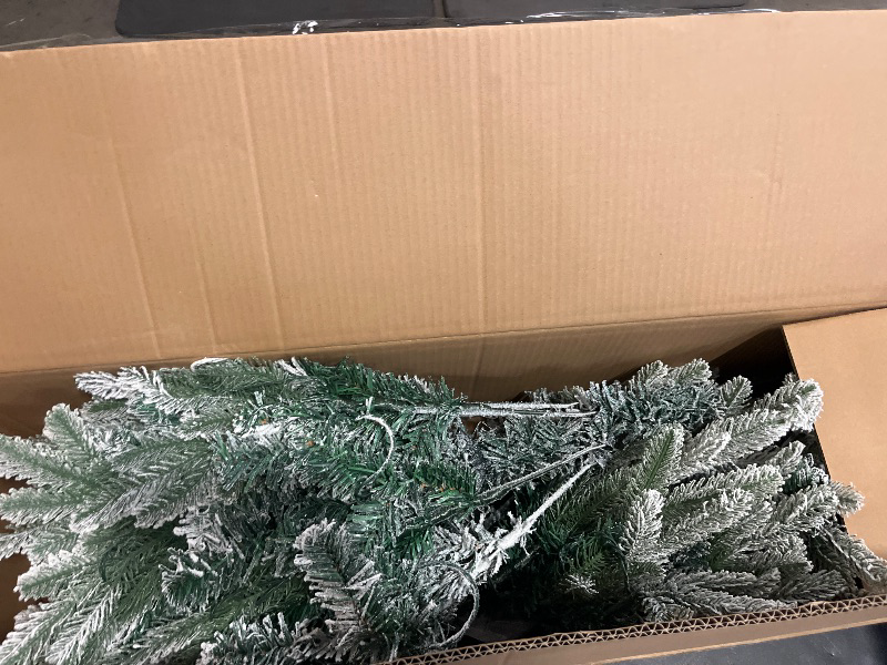 Photo 1 of 4.5 ft. Prelit Flocked Multi-Light ?Bennington Fir Artificial Christmas Tree