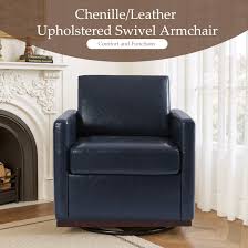 Photo 1 of Dreamsidea Swivel Accent Chair - Faux Leather Mid Century Modern Arm Chair - Living Room Bedroom