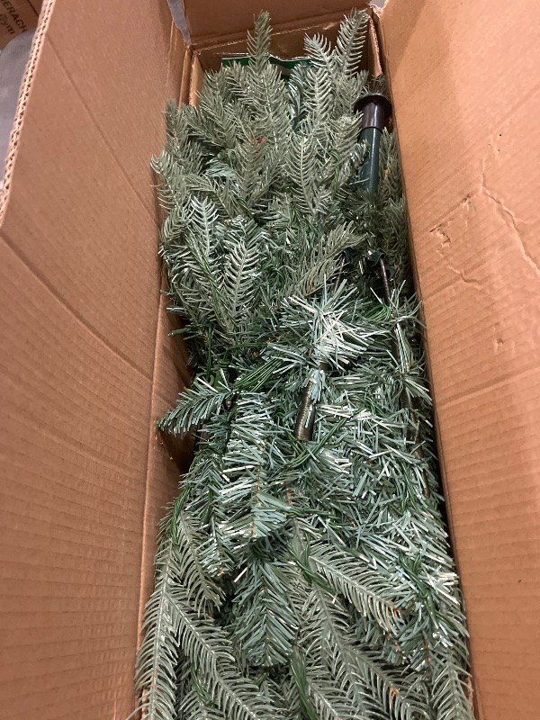 Photo 1 of 5 FT Prelit Artificial Skinny Christmas Tree,Blue Spruce Slim Pencil Xmas Tree with 926 PE&PVC Mixed Branch Tips and 250 UL Listed Clear Lights,Hinged Pine Tree with Metal Stand for Home Office Décor