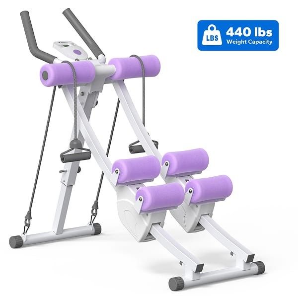 Photo 1 of MERACH - Ab Machine Adjustable Ab Trainer Machine, Independent Dual Tracks for Mountain Climber, Foldable for Home Gym - Purple