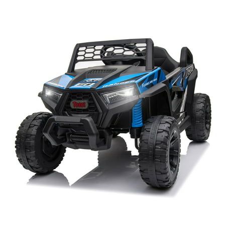 Photo 1 of TOBBI Kids Ride on UTV 12V Battery Powered Truck with LED Headlights Horn Music for Kids Aged 37-60 Months Blue + Black