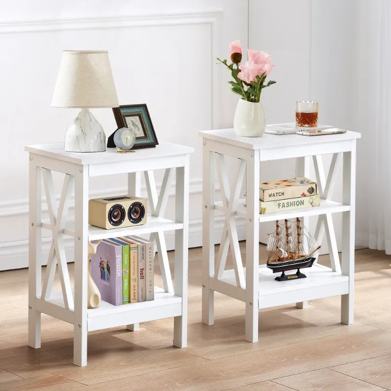 Photo 1 of Javlergo Set of 2 Nightstand Bedside Table, Modern Small Side End Table with Open Storage Shelves