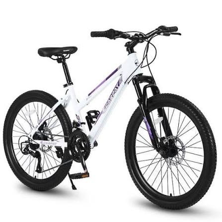 Photo 1 of S24103 24 inch Mountain Bike for Teenagers Girls Women, Shimano 21 Speeds with Dual Disc Brakes and 100mm Front Suspension