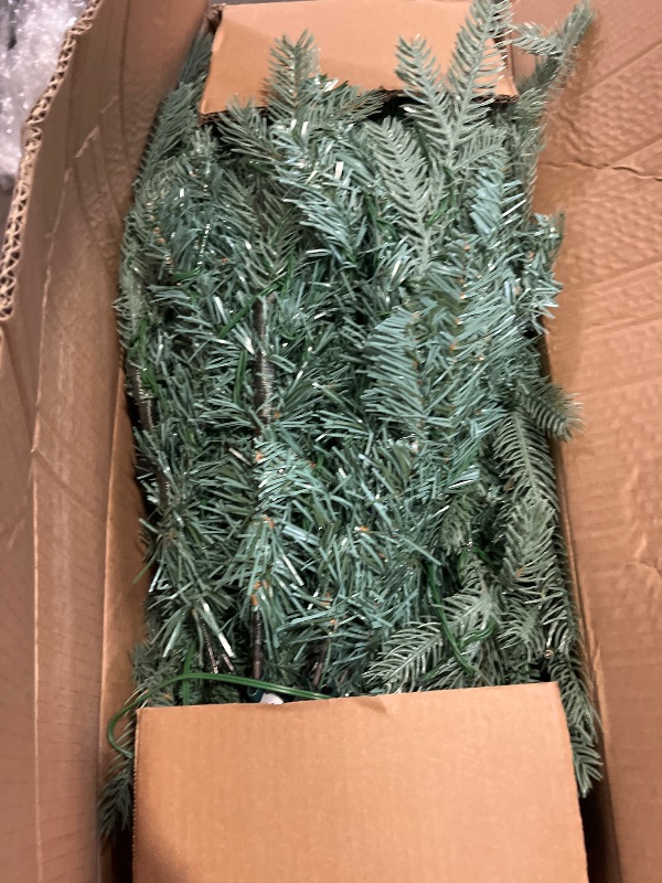 Photo 1 of 5 FT Prelit Artificial Skinny Christmas Tree,Blue Spruce Slim Pencil Xmas Tree with 926 PE&PVC Mixed Branch Tips and 250 UL Listed Clear Lights,Hinged Pine Tree with Metal Stand for Home Office Décor