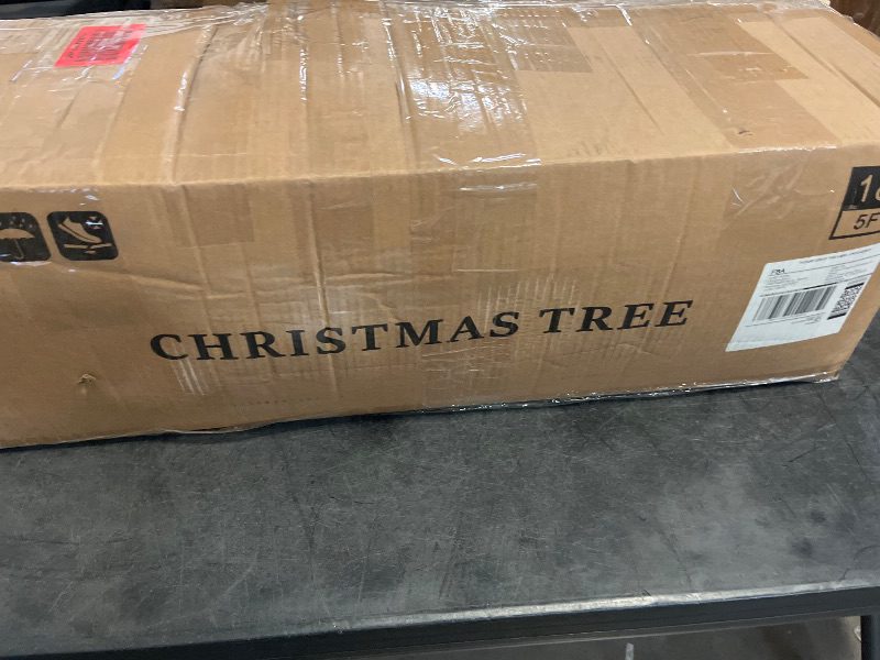 Photo 1 of 5 FT Prelit Artificial Skinny Christmas Tree,Blue Spruce Slim Pencil Xmas Tree with 926 PE&PVC Mixed Branch Tips and 250 UL Listed Clear Lights,Hinged Pine Tree with Metal Stand for Home Office Décor