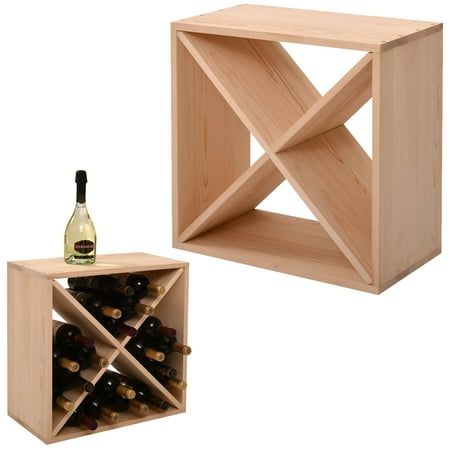 Photo 1 of JAXPETY Wooden 24-Bottle Wine Rack Vintage Design Cross Panels Countertop Wine Storage Wood Color