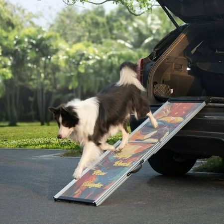 Photo 1 of Jaxpety Retractable Dog Ramp for Cars and Trucks Telescoping Dog Steps Portable Aluminum Pet Ramp for Large Dogs