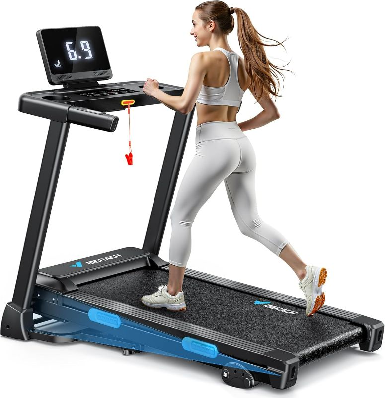 Photo 1 of MERACH Treadmill with Manual Incline, 7.5MPH Quiet Foldable Treadmills for Home with Double Deck Technology, 4 Silicone Shock Cushion, Heart Rate Monitoring,16.5" Wider Belt, APP