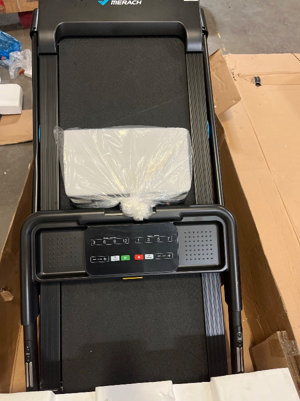 Photo 1 of MERACH Treadmill with Manual Incline, 7.5MPH Quiet Foldable Treadmills for Home with Double Deck Technology, 4 Silicone Shock Cushion, Heart Rate Monitoring,16.5" Wider Belt, APP