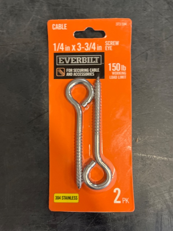 Photo 1 of /4 in. X 3-3/4 in. Stainless Steel Screw Eye (2-Pack)