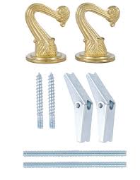 Photo 1 of  2 BRASS PLATED Zinc SWAG HOOK KIT FOR LIGHTS, PLANTS, WIND CHIMES
