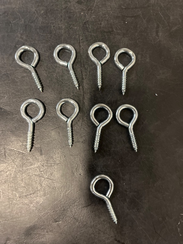 Photo 1 of 10 Pack Stainless Steel Eye Shape Screws Metal Hook Wood Terminal Ring Eyelet Hooks Self Tapping Screws