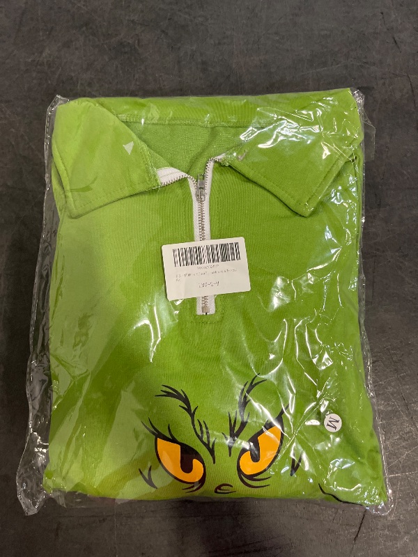 Photo 1 of AKTOTO New Pullover Ugly Christmas Sweaters Cartoon Character Green Monster Print Unisex Sweatshirt with Christmas Hat