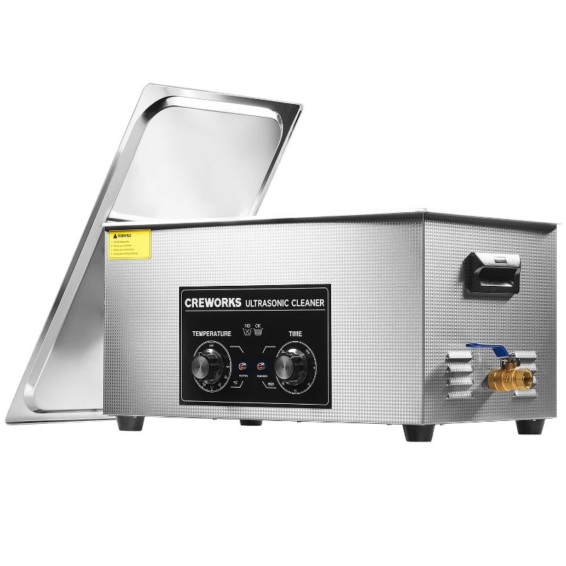Photo 1 of CREWORKS Ultrasonic Cleaner with Heater and Timer, 480W 22L Professional Ultrasonic Cleaning Machine, 5.8 gal Stainless Steel Cleaner with Knobs for Tool Jewelry Watch Glasses and More