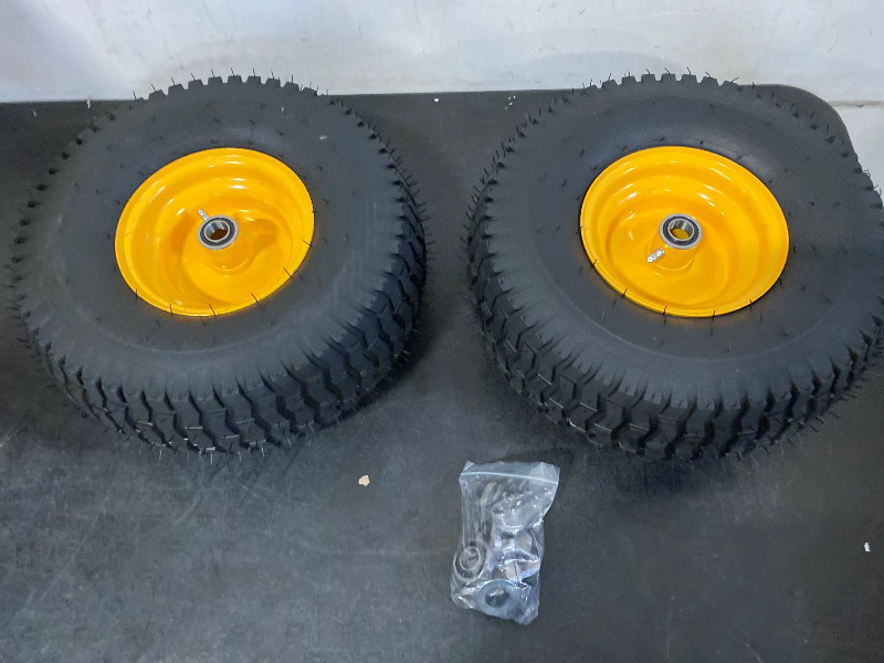 Photo 1 of 15x6.00-6 Tire and Wheel Assembly (2 Pack),Replacement Riding Lawn Mower Front Tires - With 3" Centered Hub and 3/4" Bushings (Extra 5/8" Bushings)