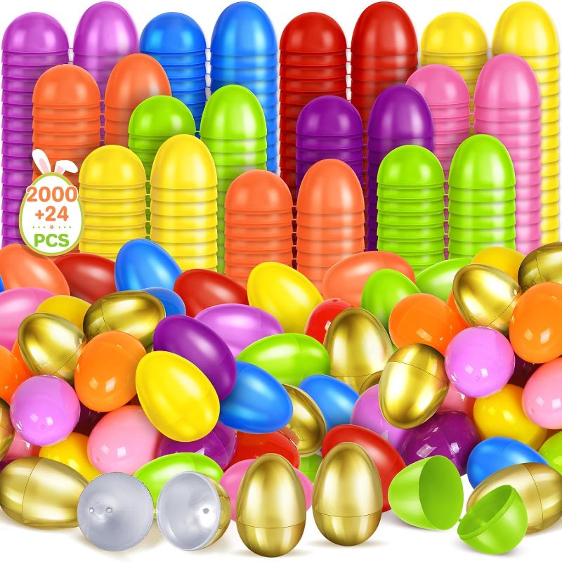 Photo 1 of 2000PCS Plastic Easter Eggs and 24PCS Golden Easter Eggs for Easter Basket Stuffers