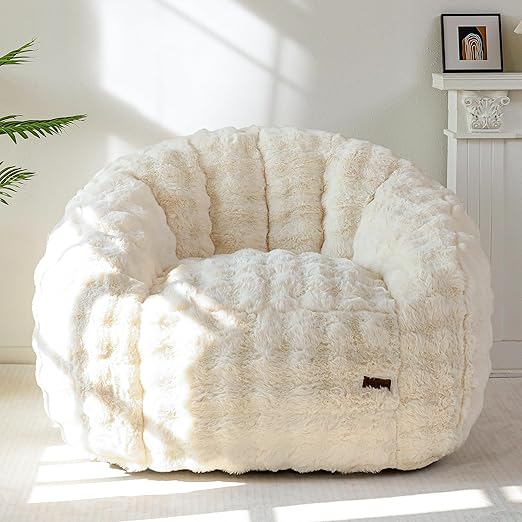 Photo 1 of Giant Bean Bag Chair for Adults, Stuffed Shell-Shaped Large Bean Bag Couch, Cozy Living Room Chair with Filler, Floor Sofa Lazy Sofa for Bedroom Living Room, Beige