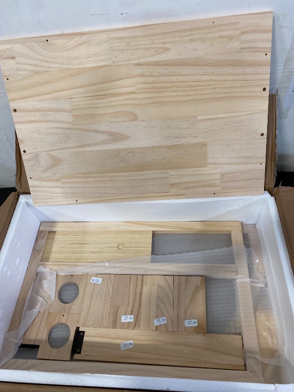 View 6 of 2-Tier Hamster Cage, Detachable Wooden Squirrel Habitats with Hideouts, Ramps, Acrylic Window, Door Access for Gerbils Mice Small Animals, Natural