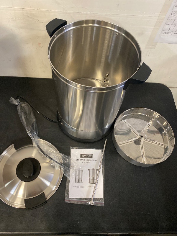 Photo 1 of 120 Cup Commercial Coffee Urn & Hot Beverage Dispenser Stainless Steel Percolate Maker Fast Brew Keeps Warm – Ideal for Tea Water at Events Catering 18 L Metallic