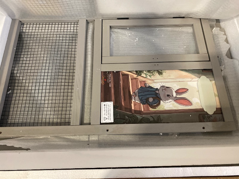 Photo 1 of Double Layers Durable 97.15CM Rabbit Hutch Indoor on Wheels, Small Animal Houses Habitat, Rolling Large Bunny Cage Outdoor with Removable Tray, Ramp, Two Story Bunny Cage Grey