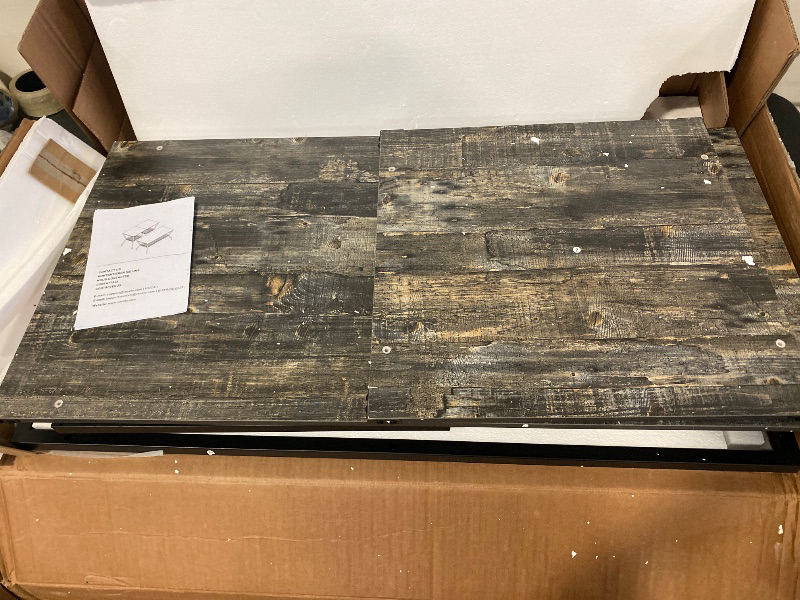 Photo 1 of 3 Pieces Living Room Table Sets, Coffee and End Tables with Open Storage Shelves for Apartment, Home Office, Small Space, Easy Assembly, Grey Oak | Missing One End Table Top + Square Frame