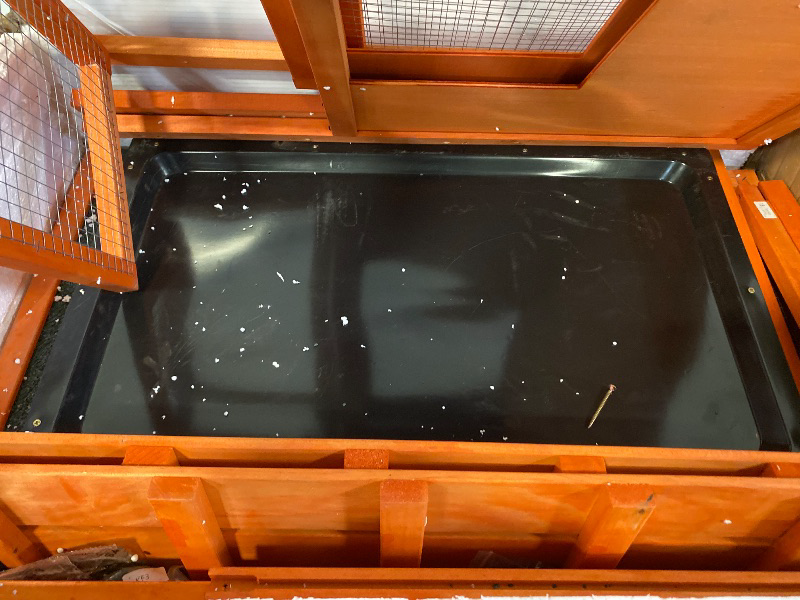 Photo 1 of 83” Extra Large Wooden Rabbit Hutch Outdoor Easy to Assemble and Durable Rabbit Cage Bunny Hutch Indoor with Cleaning Tray & Waterproof Roof for Small and Medium Bunny Rabbit Chick (Orange)