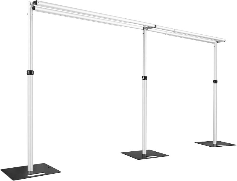 Photo 1 of Heavy Duty Backdrop Stand, 10x20Ft Double Crossbar Pipe and Drape Stand Kit, Adjustable Banner Stand, Back Drop Stand for Party Event, Trade Shows & Wedding Decor | Missing Bases + Hardware