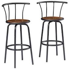 Photo 1 of Bar Stools Set of 2 with Back Metal Barstools Tall Chair for Indoor Outdoor Pub Kitchen, Height 27.3 in., Brown