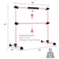 Photo 1 of Ballet Barre Portable Double Freestanding Ballet Barre Adjustable Heavy Duty Dancing Stretching Ballet For Home Dance Barre Fitness Ballet Pink
