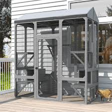 Photo 1 of 72” Catio Outdoor Cat Enclosure, Large Cat Catio for Multiple Cats, Outdoor Cats Enclosure with Waterproof Cover, Gray