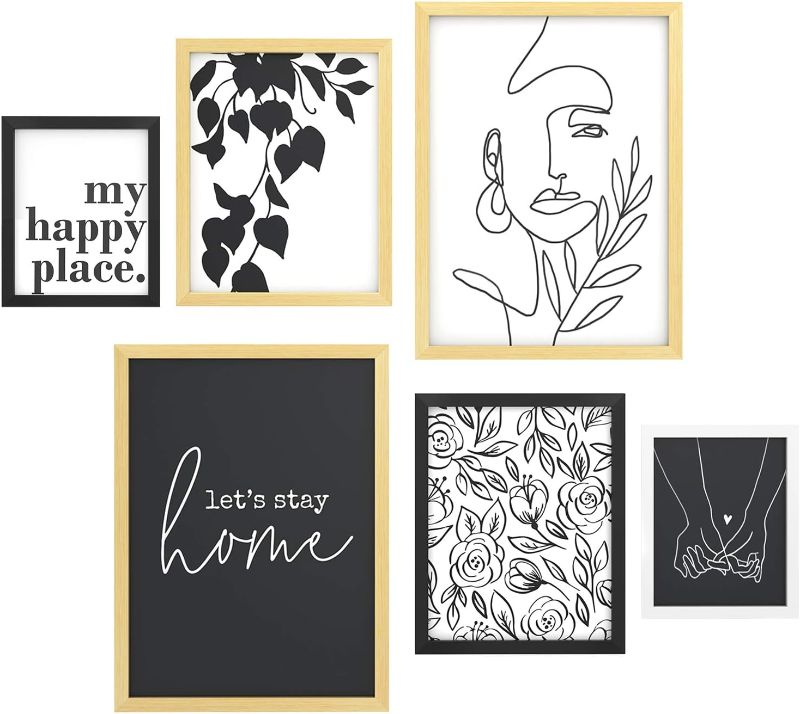 Photo 1 of 6 Pack Gallery Wall Frame Sets with Decorative Minimalist Art Prints Picture Frame Set for Living Room Home Decoration, Multi Size