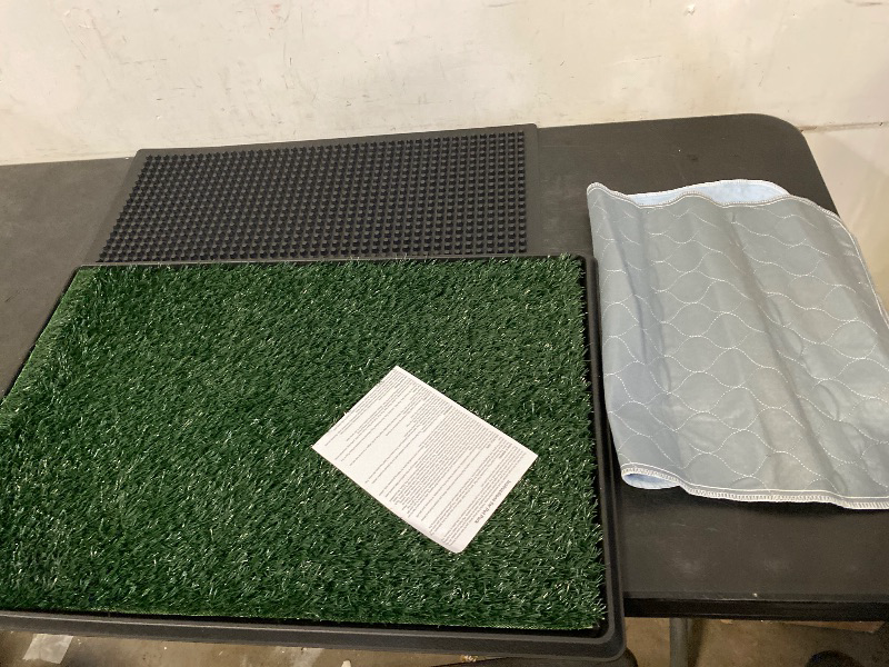 Photo 1 of Dog Pad With Tray - Dog Litter Box - Indoor Potty for Apartment and Patio Training - with 2 Packs Grass Pee Pads for Replacement, 20×30 Inch