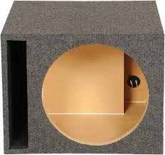 Photo 1 of 15 Inch Heavy-Duty Single Vented Carpet Covered Durable Car Audio Vehicle Subwoofer Enclosure Woofer Box, Charcoal Gray
