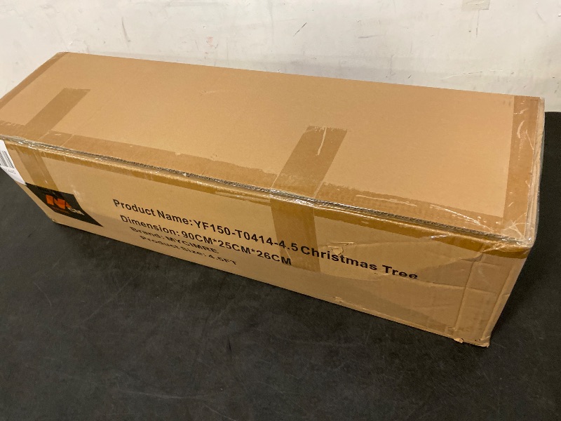 Photo 1 of 4.5ft Tall Flocked Artificial Christmas Tree Holiday Décor with 267 Snow Branches, Auto Open, Steel Base, Green