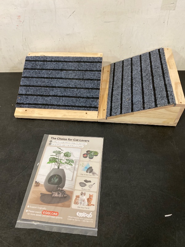 Photo 1 of 2 PCS Dog Ramp for Stairs, Non-Slip | Sturdy | Wooden Dog Stairs Pet Ramp for Small Medium Dogs Cat, Pet Steps Stair Wedges Assist for Injured & Older Pets, Gentle Slope Step Stairs - 4"D x 11.8"W x 11.8"H