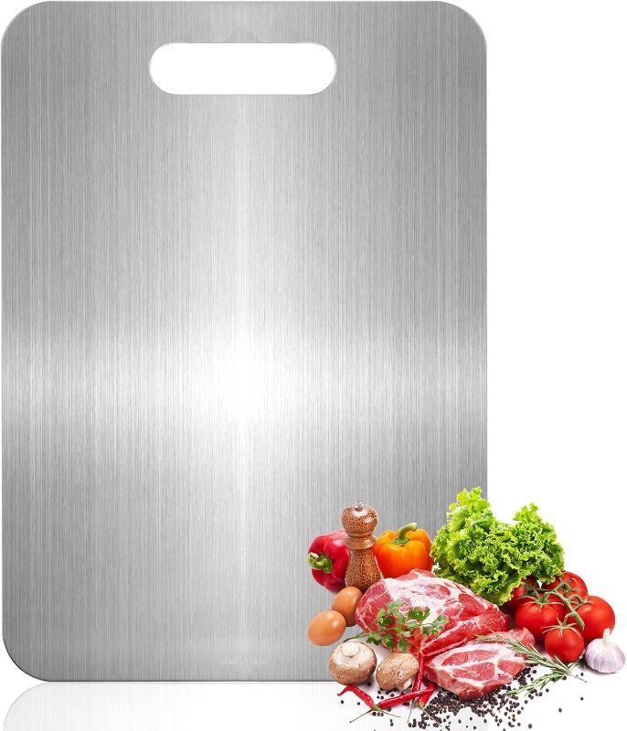 Photo 1 of Cutting Boards for Kitchen, Food Grade 304 Stainless Steel Cutting Board Set for Meat Fruit and Vegetable (13.4 * 9 Inch)