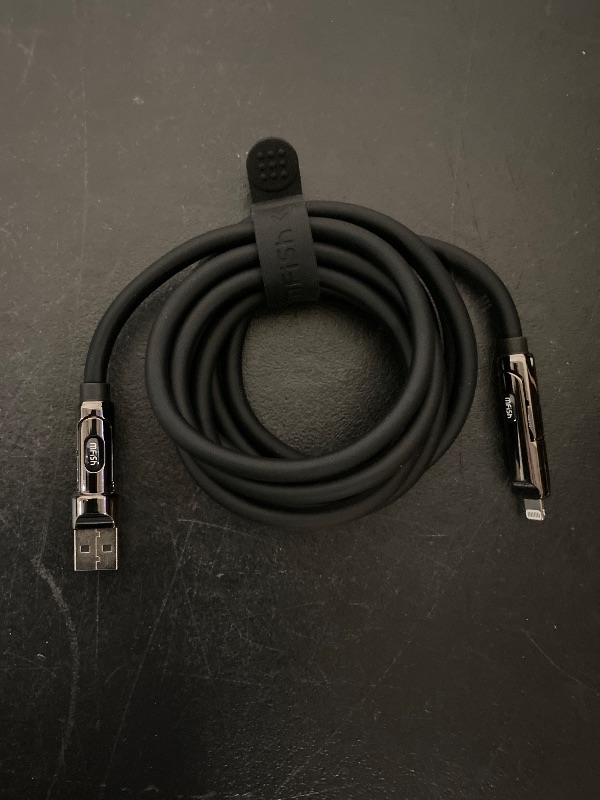Photo 1 of 4 in 1 Charging Cable, 240W Max Fast Charger Cord 10FT with Carrying Case, Silicone USB A/C to Lightning/C with Light, Multi Universal Cable for iPhone 17/16/MacBook/iPad/Laptop/Carplay, Black
