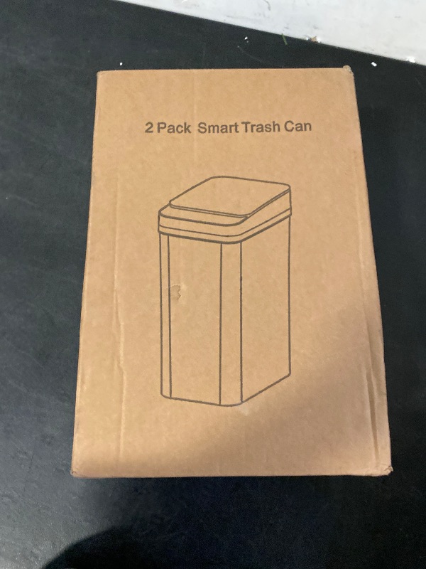 Photo 1 of 2-Pack Touchless Bathroom Trash Can, 3.5-Gallon Slim Automatic Motion Sensor Garbage Can with Lid, White