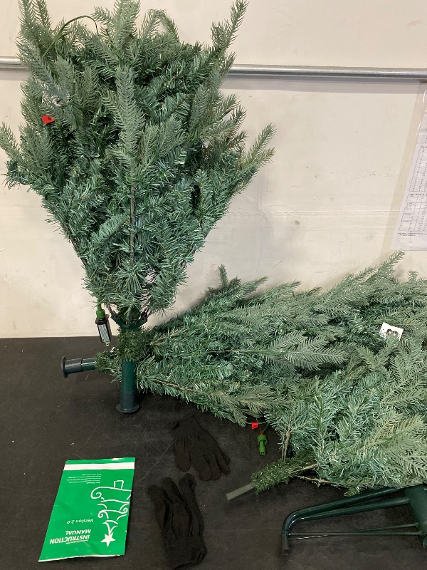 Photo 1 of 7ft Pre- Artificial Christmas Tree, Hinged Full Xmas Pine Tree with 340 Warm White LED Lights, 8 Modes, 846 PVC & PE Branch Tips, Pine Cones, Metal Stand, Seasonal Home Office Decoration