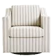 Photo 1 of Modern Pinstripe Gray Linen Upholstered Swivel Accent Barrel Chair With Metal Base