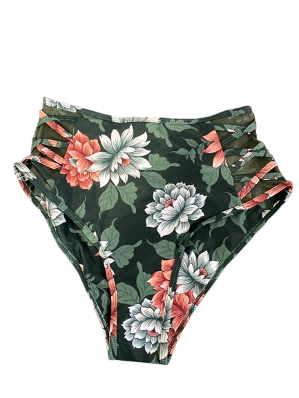 Photo 1 of S High-waisted floral bikini bottom Green