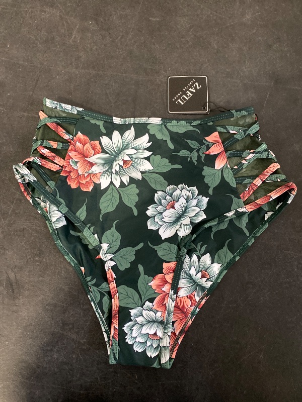 Photo 1 of S High-waisted floral bikini bottom Green