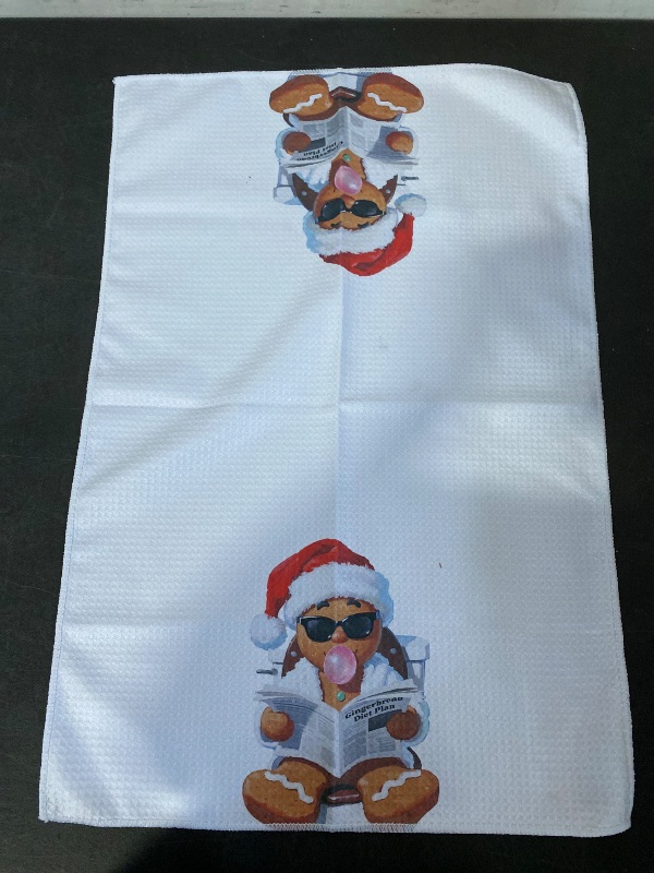 Photo 1 of 2' x 16" Santa Gingerbread Man Kitchen towel White