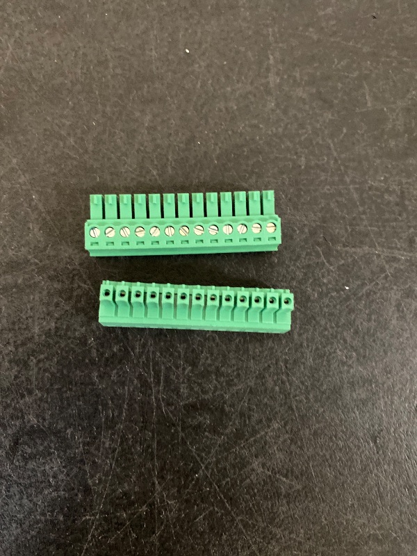 Photo 1 of 3.81m 13 Pin 0.2 Inch Pitch PCB Mount Screw Terminal Block Connector Male Female, Green 2 pack | Clerk opened Sealed Product