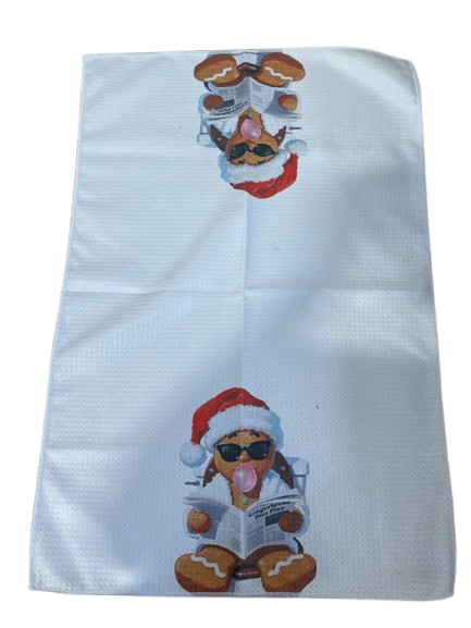 Photo 1 of 2' x 16" Santa Gingerbread Man Kitchen towel White